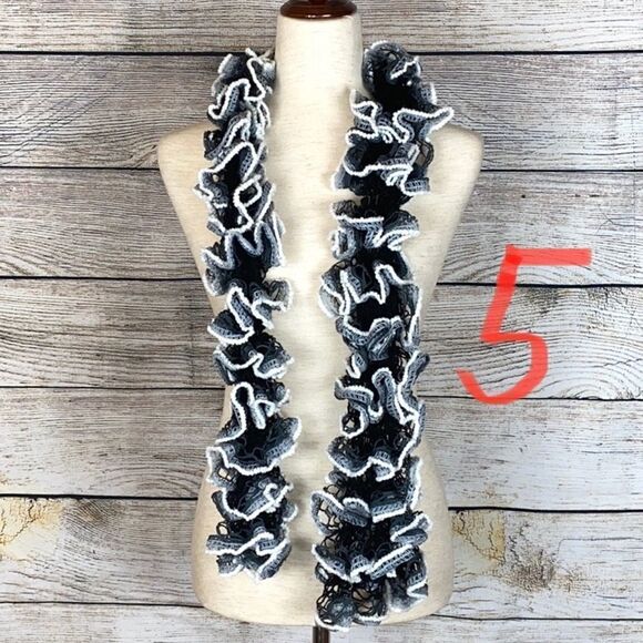 NEW Handmade knit ruffle scarf. - Picture 7 of 14